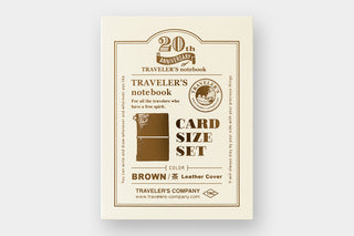 Printed card insert for 20th anniversary travel notebook card size set, brown cover.