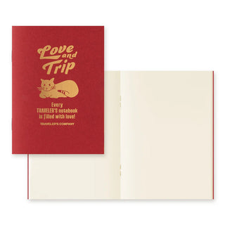 Red "Love and Trip" passport refill cover with inside blank page