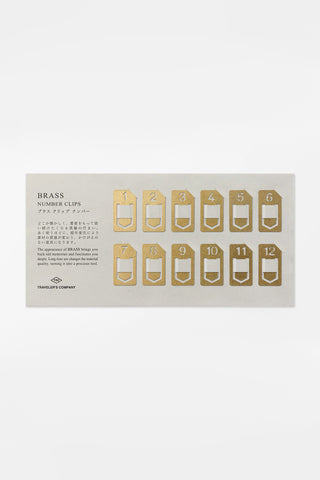 Brass number clips set, display with clips numbered 3–12