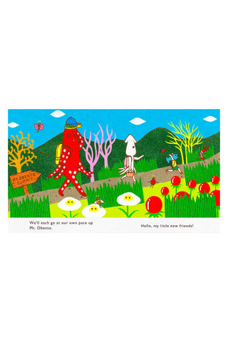 Kids board book spread with octopus character and undersea friends, colorful illustration