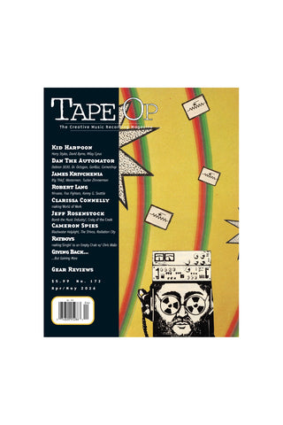 Tape Op audio recording magazine, issue cover with colorful abstract graphic and barcode