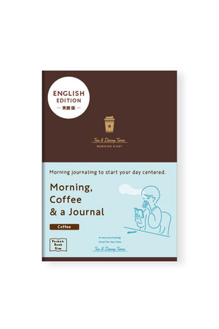 Coffee brown A6 diary with English edition label and Morning Coffee & a Journal cover