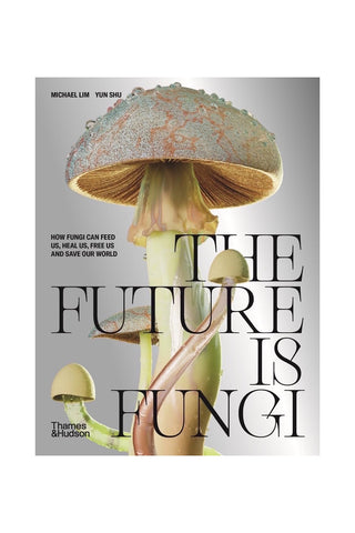 Fungi-themed poster with giant mushroom and large 'THE FUTURE IS FUNGI' text
