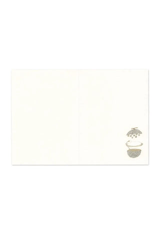 Blank greeting card with small teacup icon on the right panel