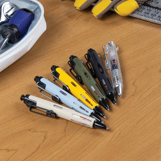 Refillable AirPress ballpoint pens in assorted colors, black 0.7mm tips