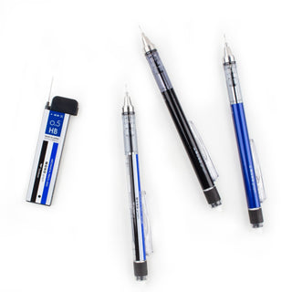 Tombow MONO Graph mechanical pencil set with black and blue pencils shown.