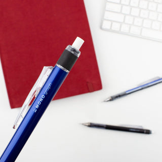 Tombow MONO Graph mechanical pencil, blue body with click eraser top and point