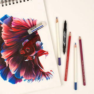 Tombow MONO sand and rubber eraser with colored pencils and marker set