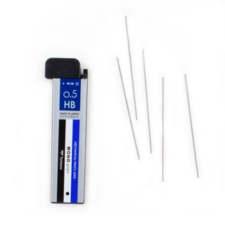 Tombow MONO 0.5 mm HB pencil lead refills box with several graphite leads