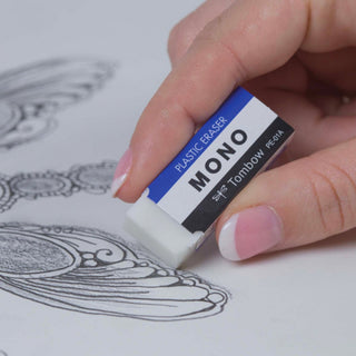 Tombow MONO medium plastic eraser erasing pencil lines