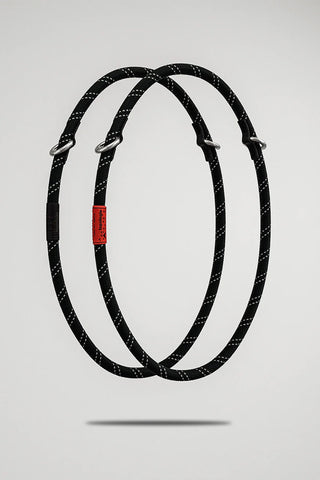 Topologie 10mm rope loop strap, black reflective rope loops with red accent