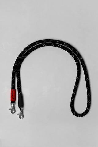Black reflective 10mm rope strap with metal clips at both ends