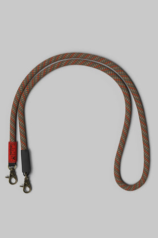 Topologie 10mm rope strap with patterned orange-brown cord and metal clips