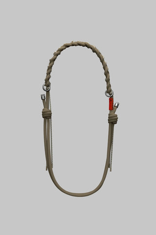 Braided O-rope shoulder strap, buckwheat rope with metal O-rings and leather ends