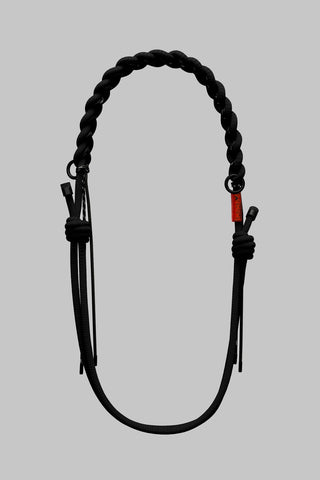 8mm braided O-rope strap in dark midnight, looped design with black end hardware