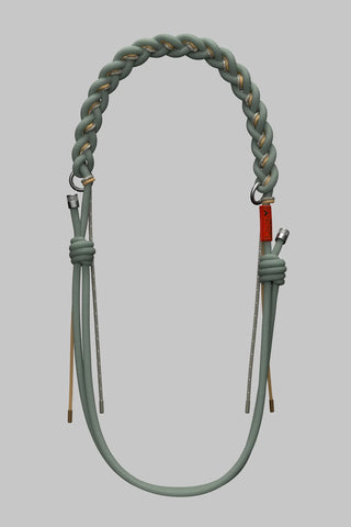 Topologie 8mm braided O-rope strap, olive-green cord with leather end tabs