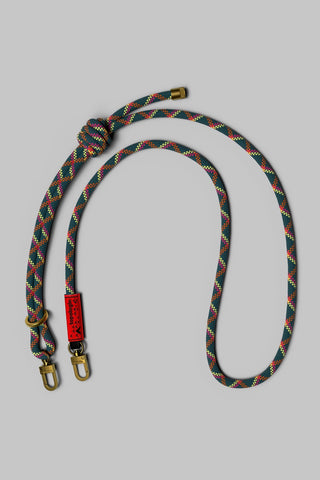Helix rope strap with multicolor weave and brass clips