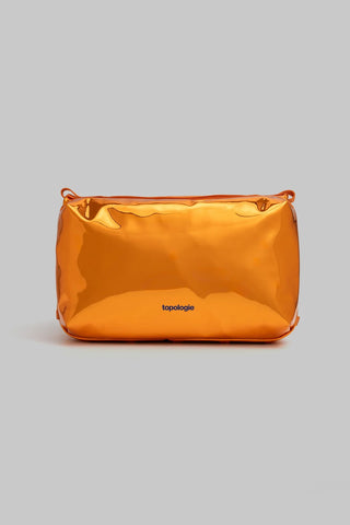 Topologie orange mirror metallic bottle pouch, rounded front pouch with draw cords