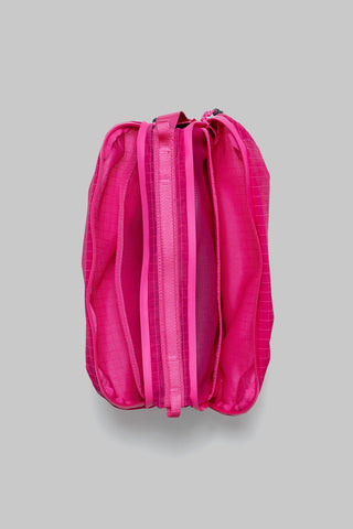 Topologie large pink ripstop bottle sacoche with adjustable strap and zipper