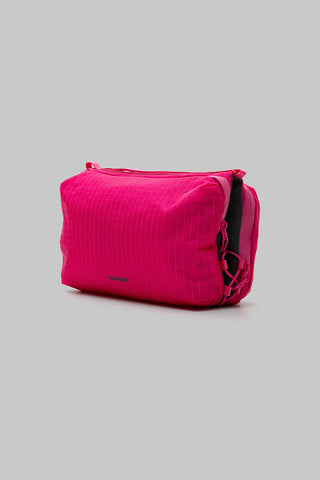 Topologie large pink ripstop bottle sacoche with side webbing strap, zip closure