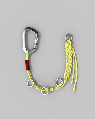 Braided keychain with carabiner clip and neon yellow cords