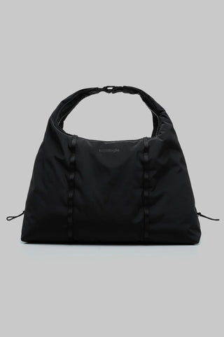 Medium hobo bag with two top handles, front pocket stitching and round D-ring detail