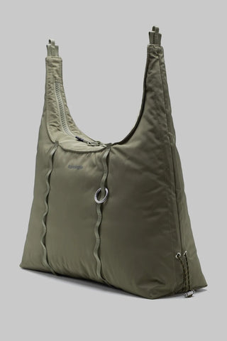 Topologie Cloud hobo bag, moss tech sateen, side seams and adjustable strap loops