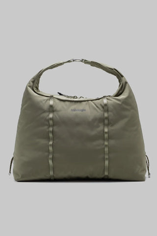Topologie Cloud hobo bag, moss tech sateen, top handle with metal ring and drawcords