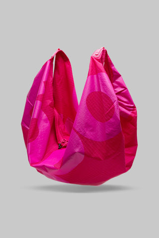 Topologie Robo bag in bright pink translucent ripstop, rounded base open tote
