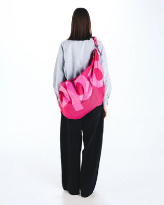 Topologie Robo bag, bright pink translucent tote with shoulder strap and open back