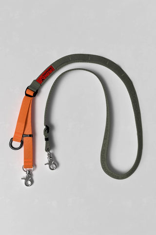 Topologie utility sling strap, dark green and orange webbing with metal hooks