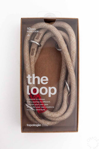 10mm rope loop strap in flash grey with metal carabiners, packaged