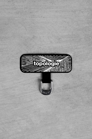 Topologie black D-ring strap adapter with metal snap clasp and D-ring