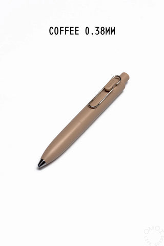 Uni-Ball One P gel pen, coffee 0.38 mm barrel, chrome clip and black tip