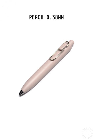 Uni-Ball One P gel pen, peach 0.38 mm barrel, chrome clip and black tip