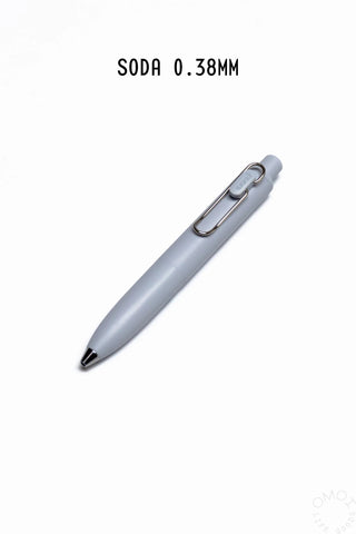Uni-Ball One P gel pen, soda 0.38 mm barrel, chrome clip and black tip