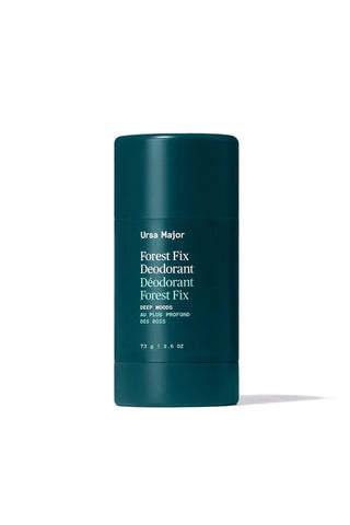 Ursa Major Forest Fix deodorant stick, teal container with off-white cap