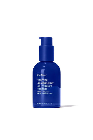 Ursa Major fortifying gel moisturizer pump bottle, blue glass, 1.7 fl oz