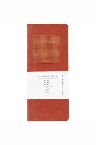 Red RO-BIKI grid notebook cover with orange square grid label
