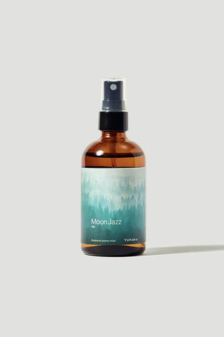 Amber glass aroma mist spray bottle with MoonJazz label
