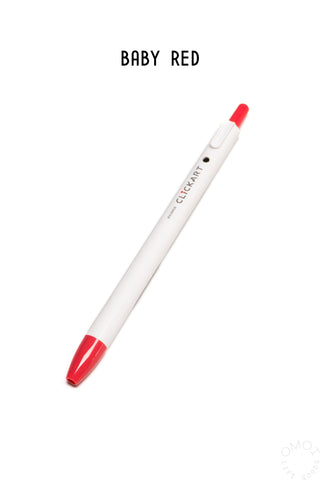 Retractable marker pen, light barrel with baby red nib