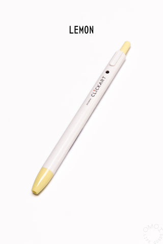 ZEBRA CLiCKART retractable marker pen, white barrel with lemon yellow ink tip