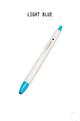Retractable marker pen, light barrel with light-blue nib