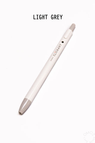 Retractable marker pen, light grey barrel with dark tip