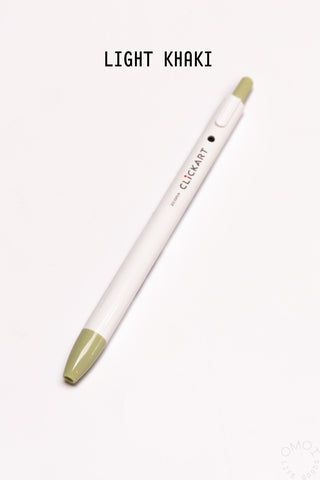 Retractable marker pen, light khaki barrel with olive-colored nib