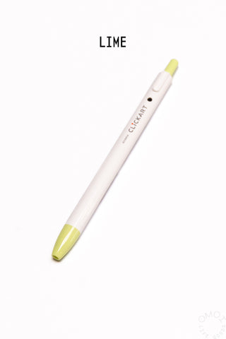 Retractable marker pen, light barrel with lime-colored nib