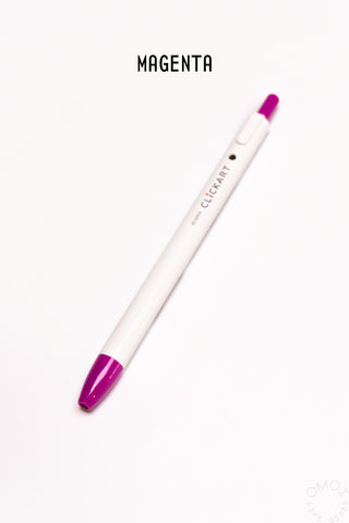 Retractable marker pen, light barrel with magenta nib
