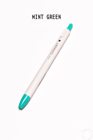 Retractable marker pen, light barrel with mint green nib