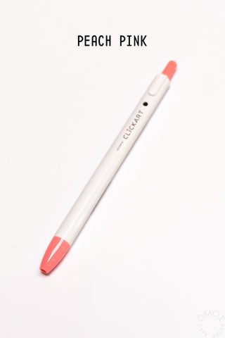 Retractable marker pen, light barrel with peach pink nib
