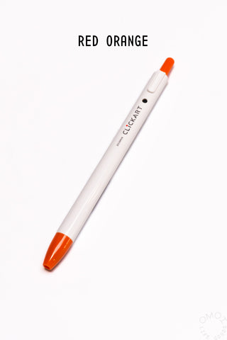 Retractable marker pen, red-orange tip